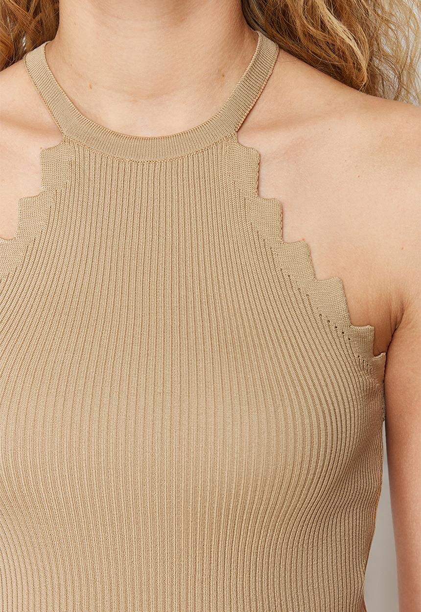 Trendyol - Mink halter neck knit blouse - mink