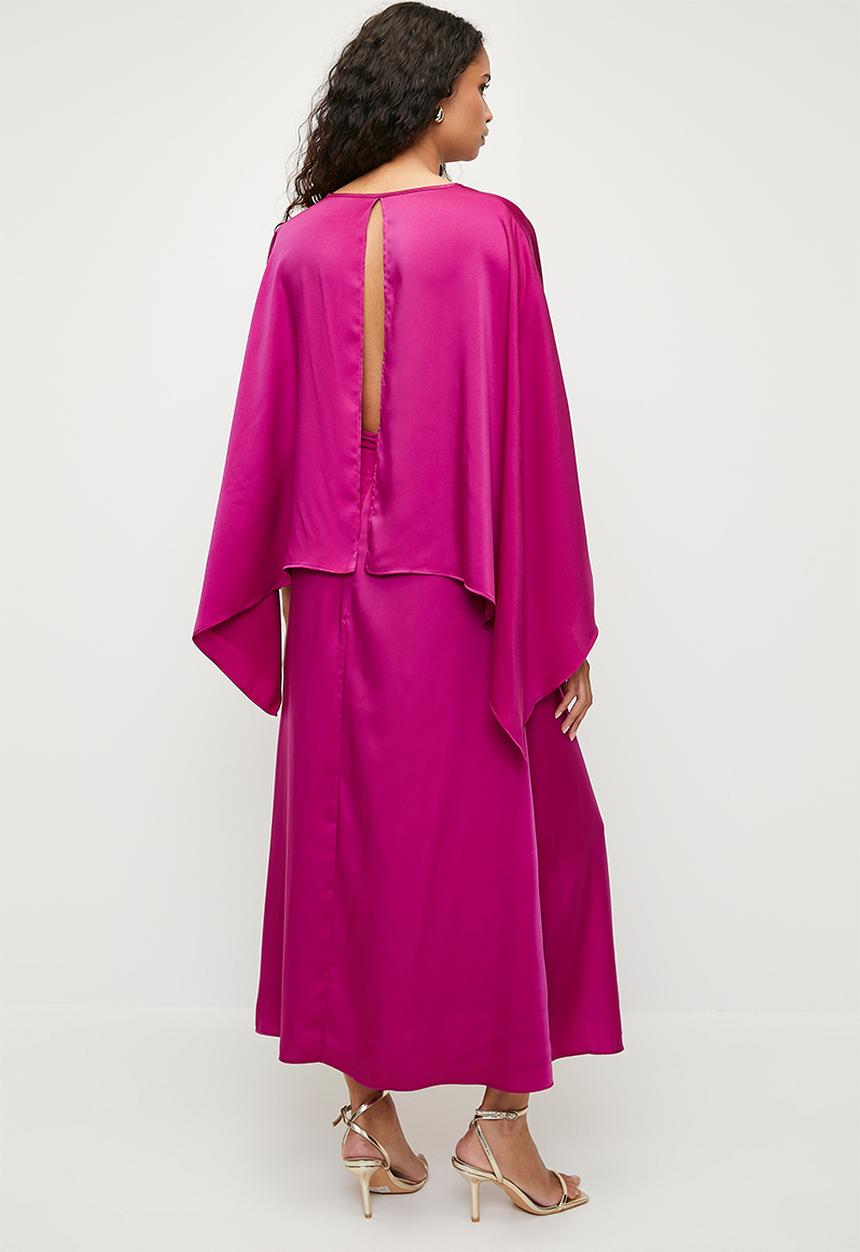 MILLA - Satin cape midi dress - baton rouge