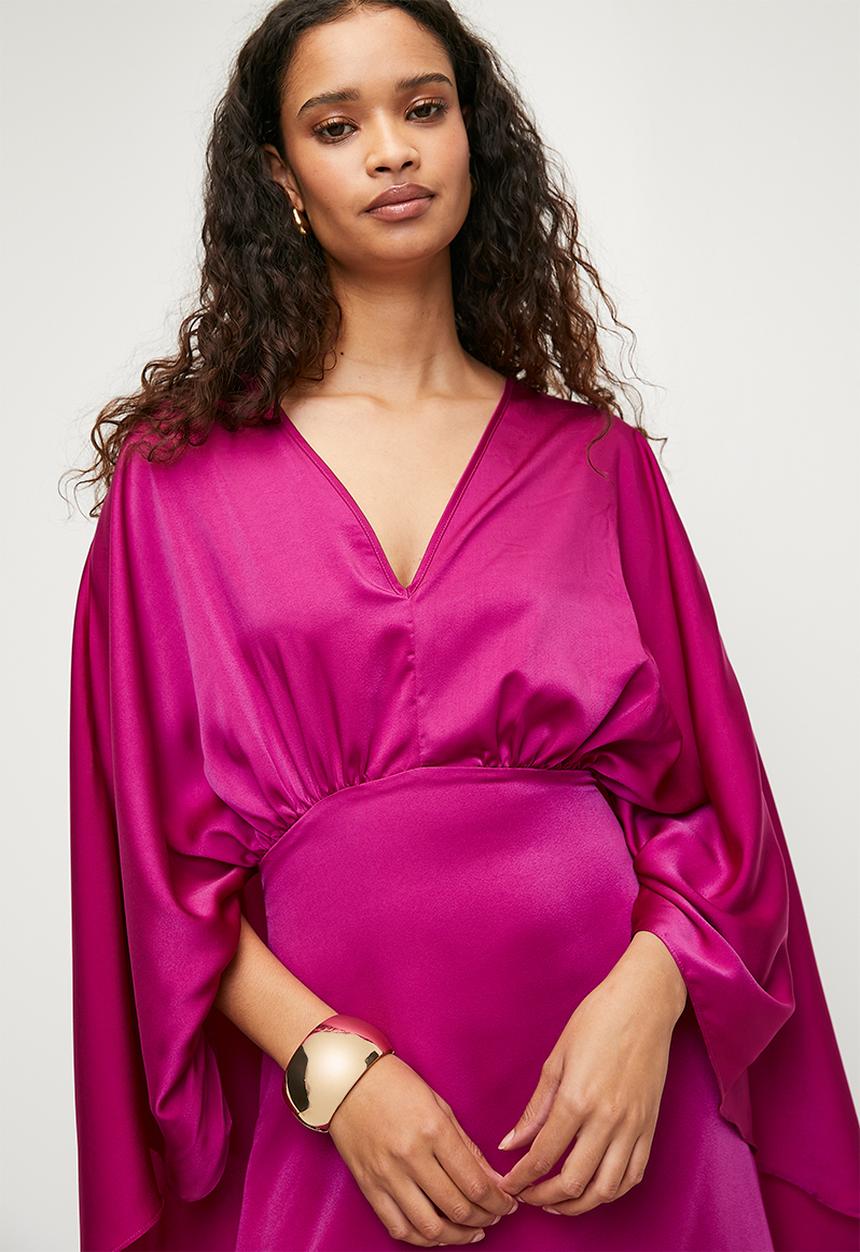 MILLA - Satin cape midi dress - baton rouge