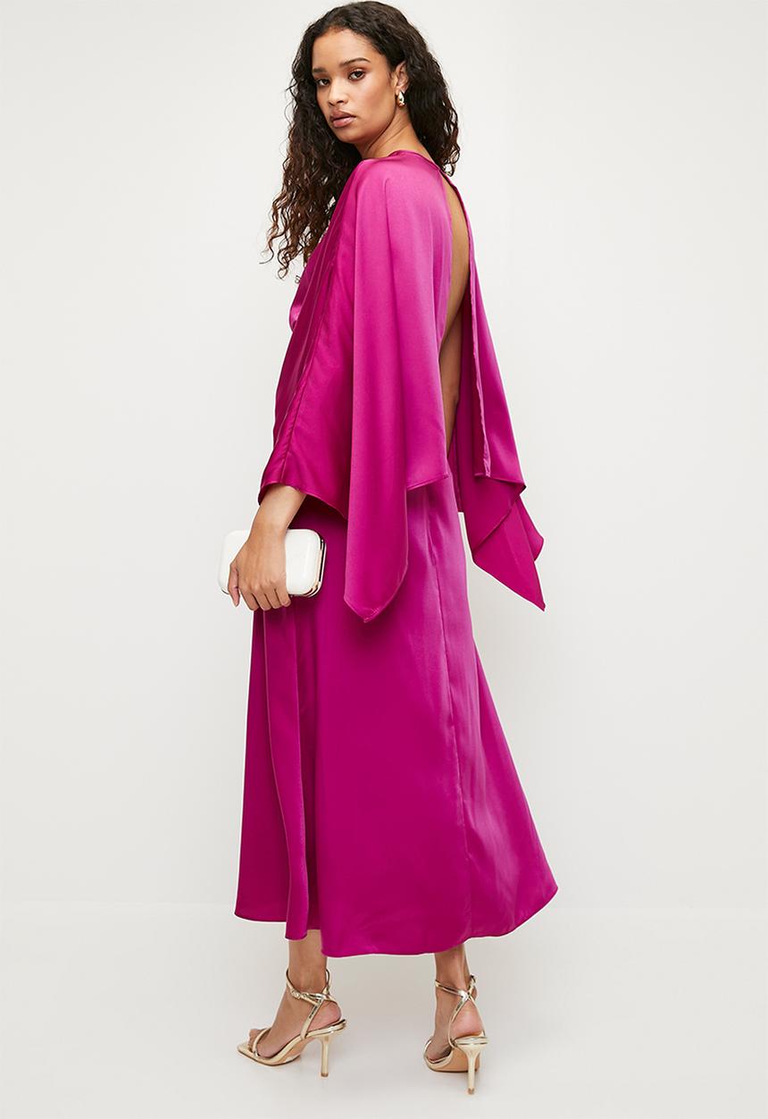 MILLA - Satin cape midi dress - baton rouge