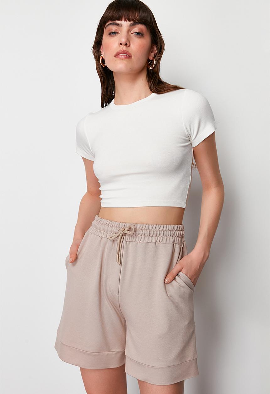 Trendyol - Mink soft touch pocket knit shorts - mink