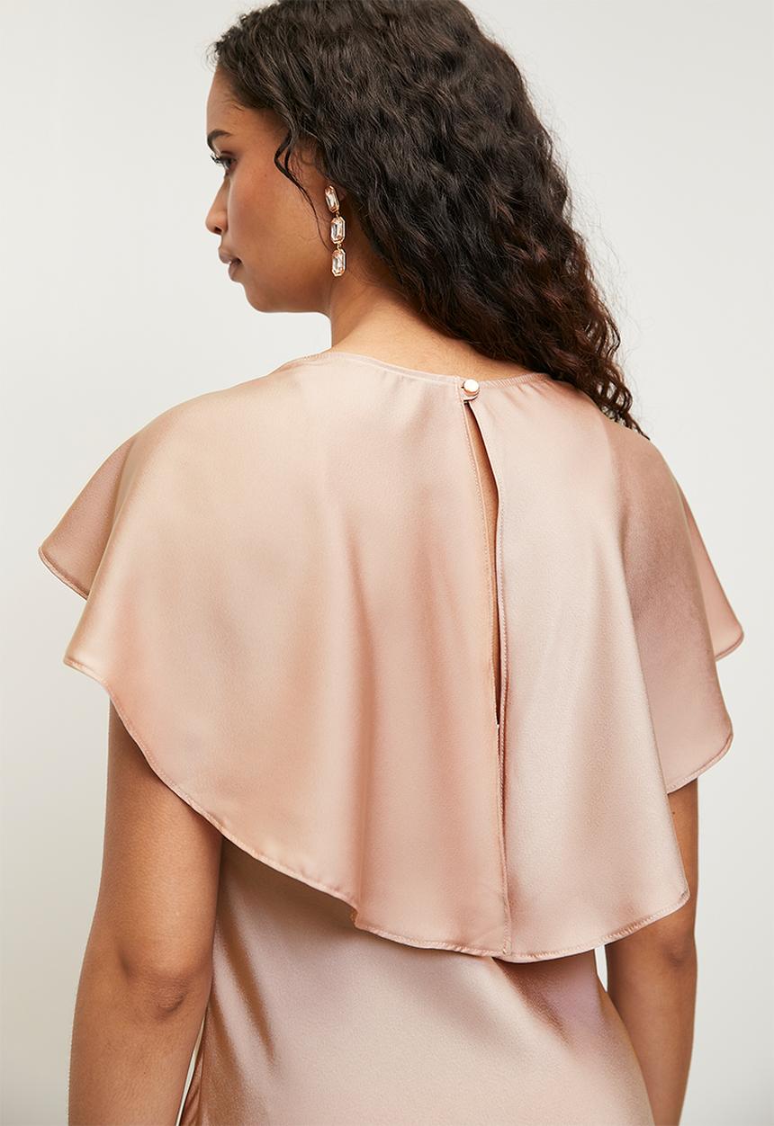 MILLA - Flutter sleeve midi dress - rose taupe