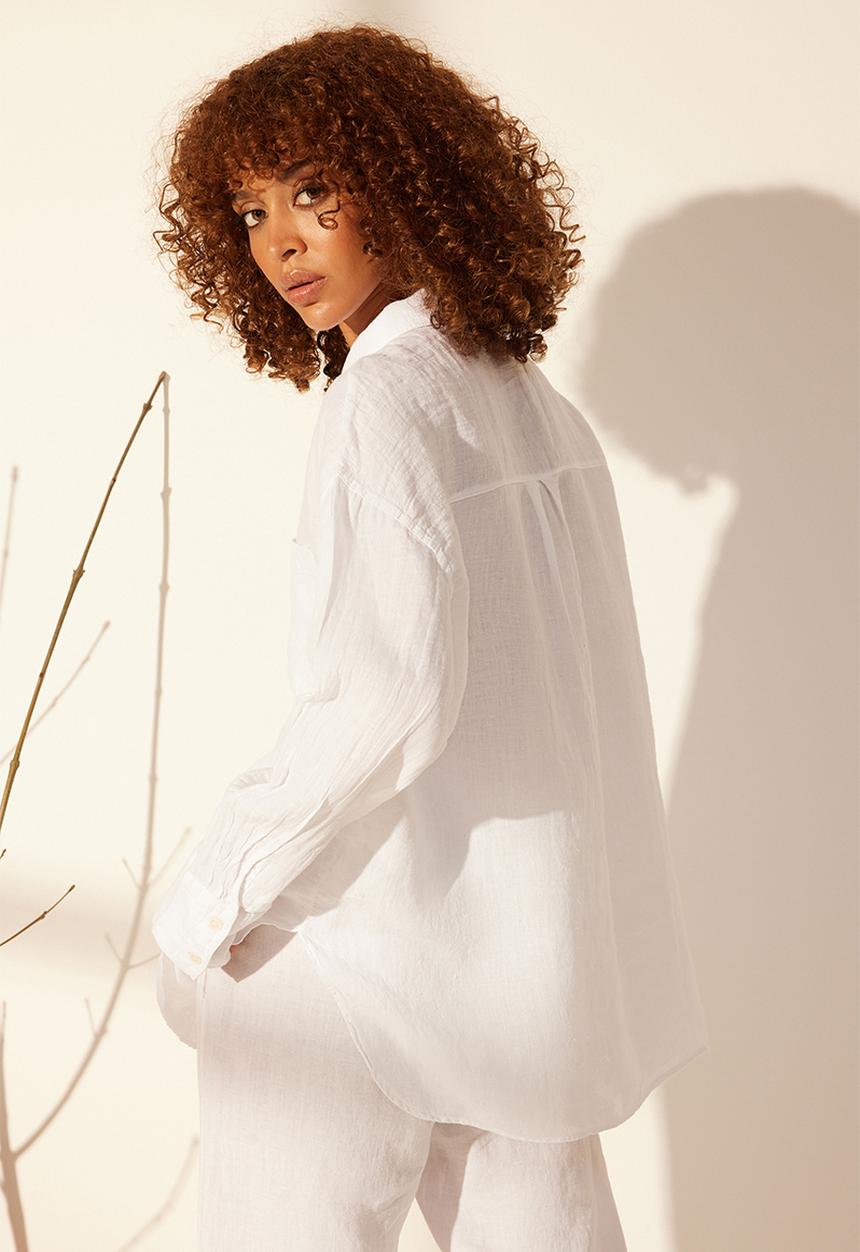 Trendyol - Linen oversize shirt - white