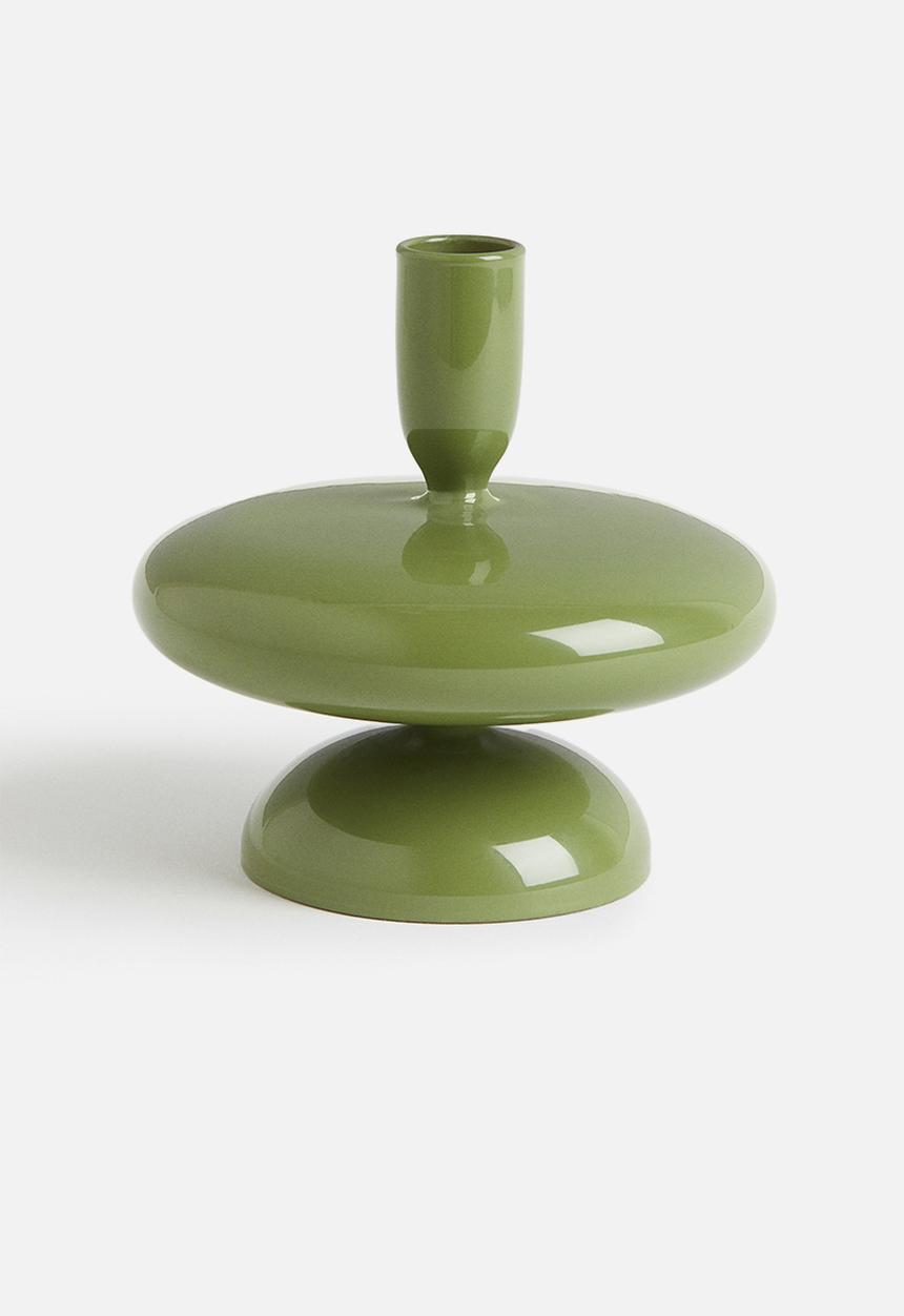 H&M - Glass candlestick - green