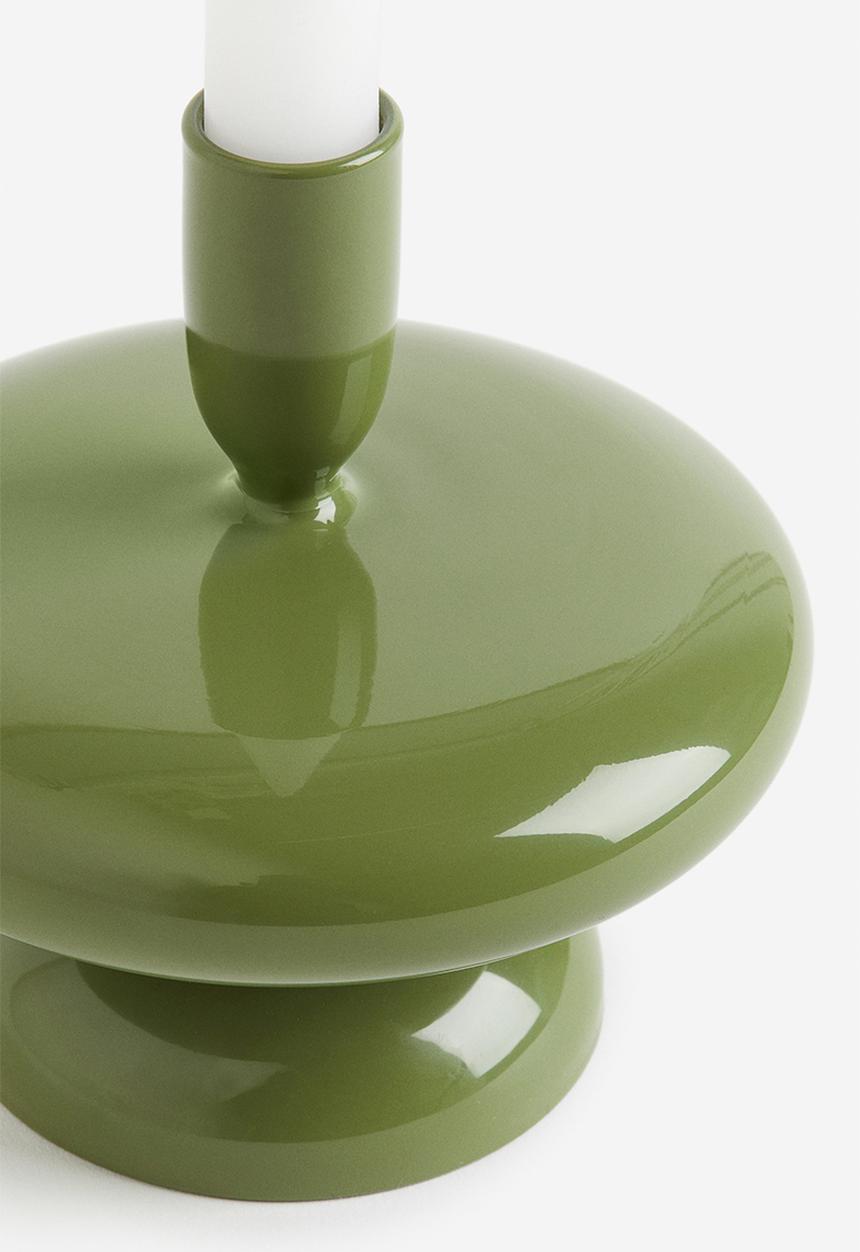 H&M - Glass candlestick - green
