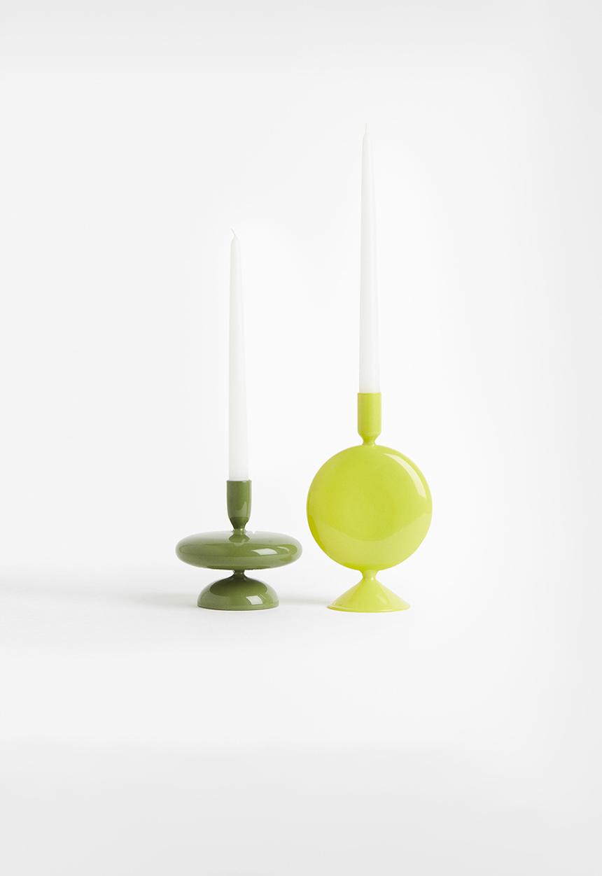 H&M - Glass candlestick - green