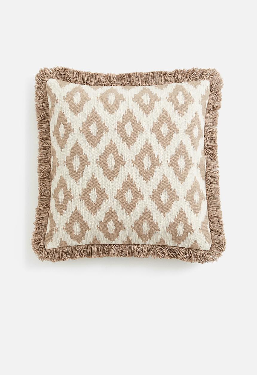 H&M - Jacquard-weave cushion cover - Beige Patterned