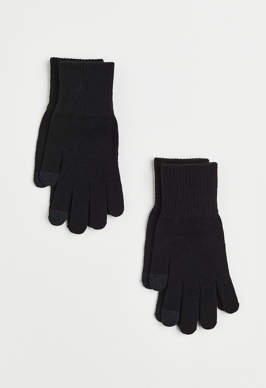 H&M - 2-Pack touchscreen gloves - black