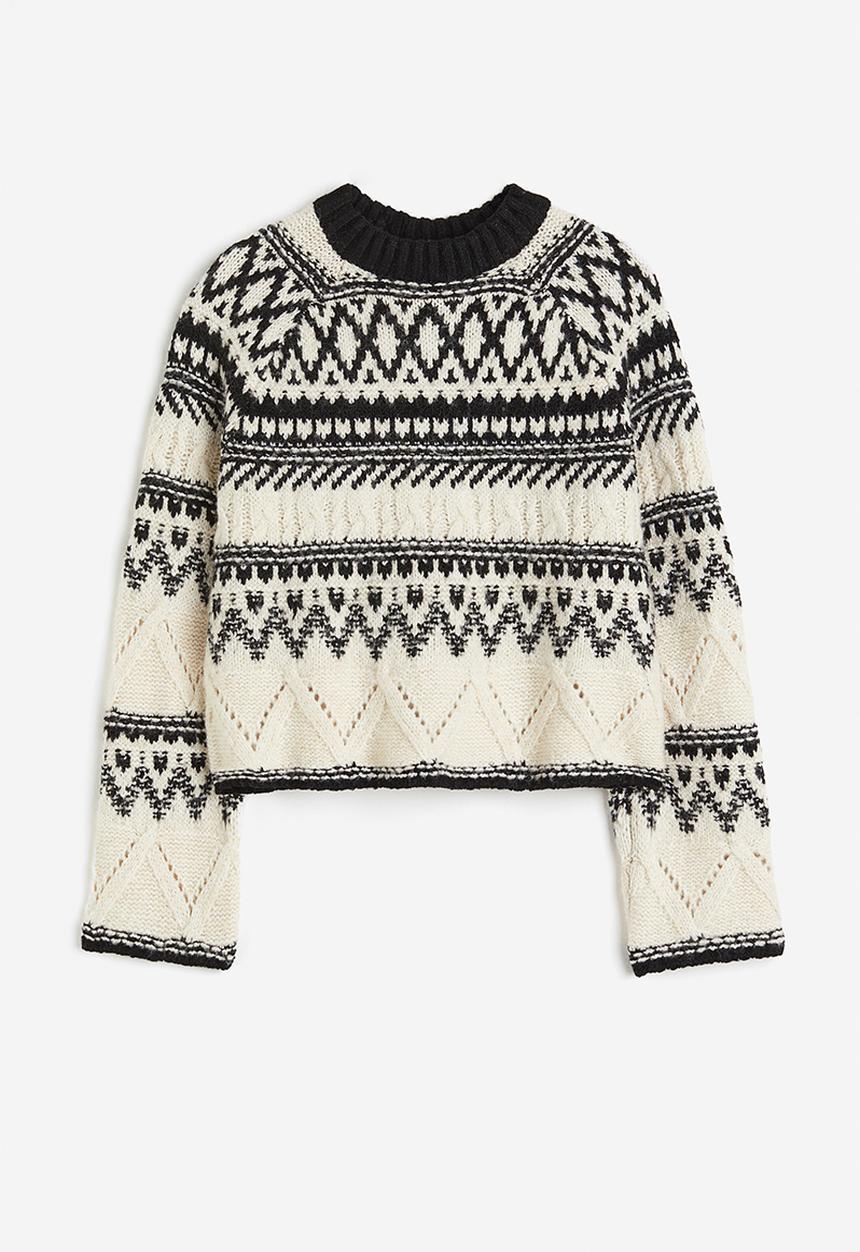 H&M - Jacquard-knit jumper - cream & black
