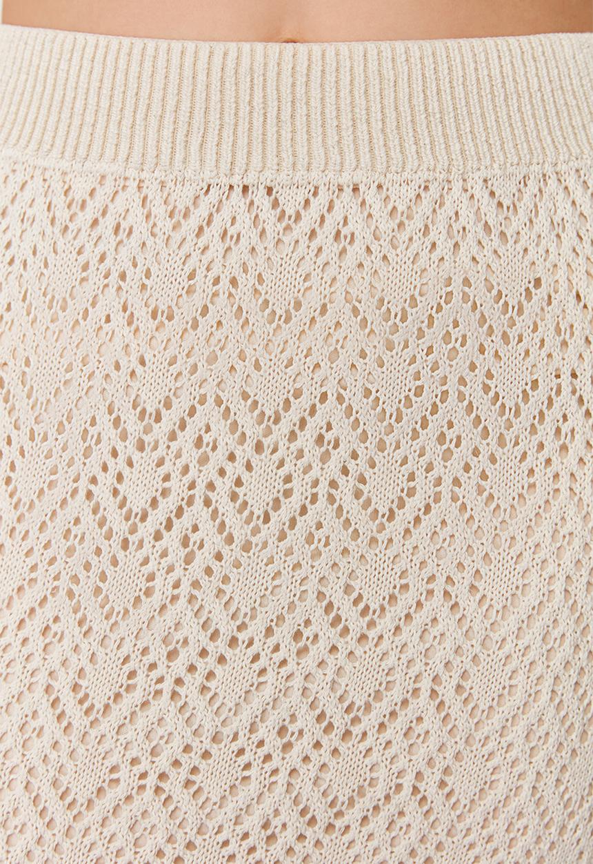 Trendyol - Stone midi lined openwork knit skirt - stone