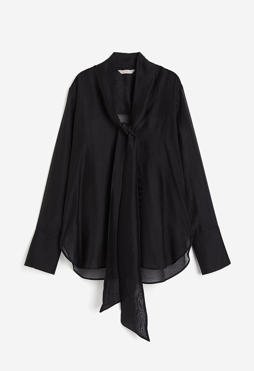 H&M - Tie-neck blouse - black
