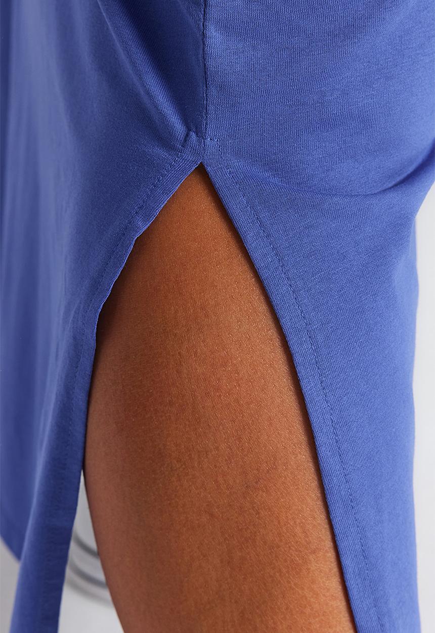 Trendyol - Plus straight cut slit knitted dress - blue