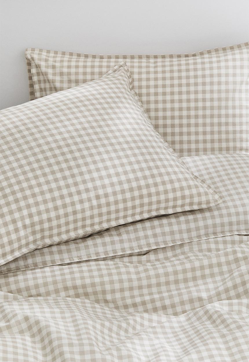 H&M - Patterned double/king size duvet cover set - Light mole Gingham