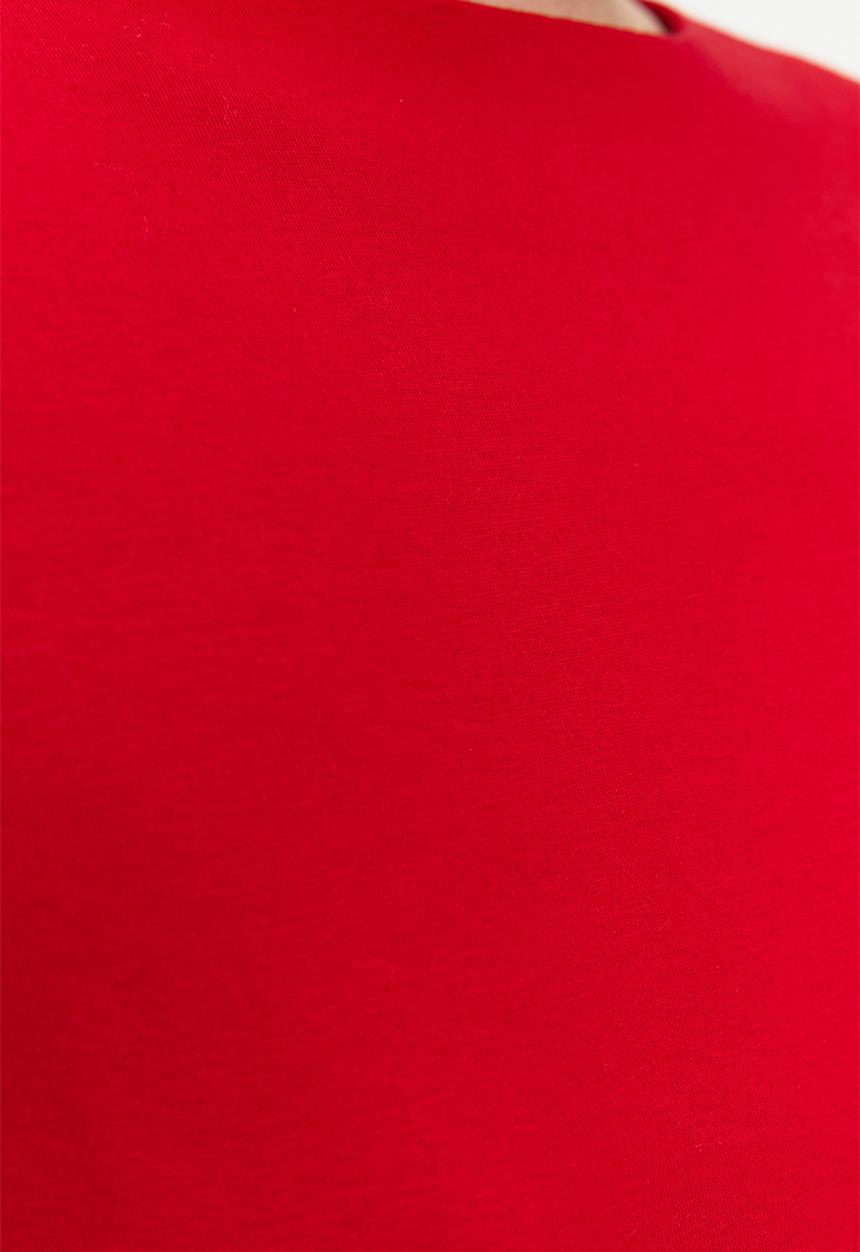 Trendyol - Fitted/situated boat neck short sleeve knitted blouse - red