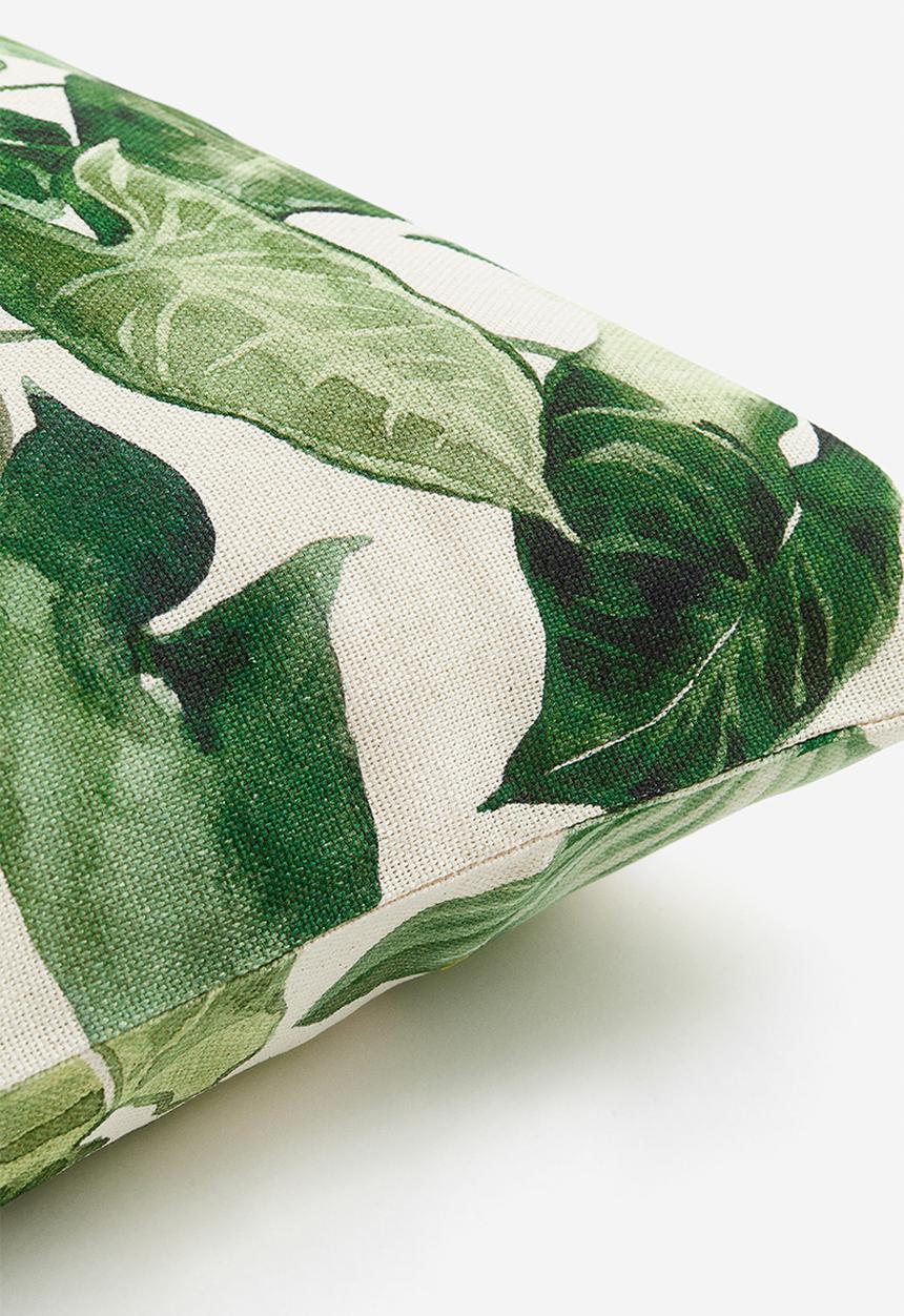 H&M - Patterned cushion cover - Light beige Leaves