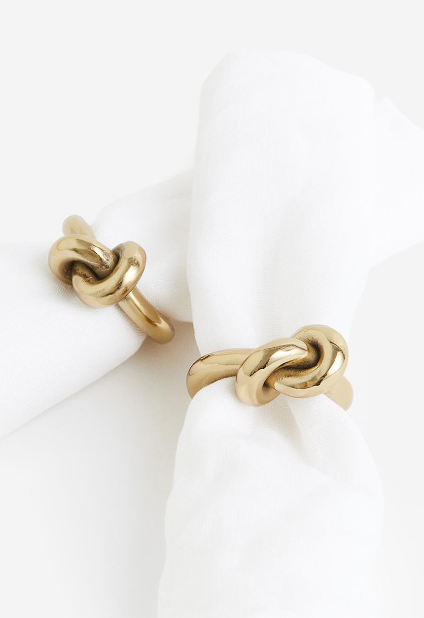 H&M - 2-pack knot-detail napkin rings - gold