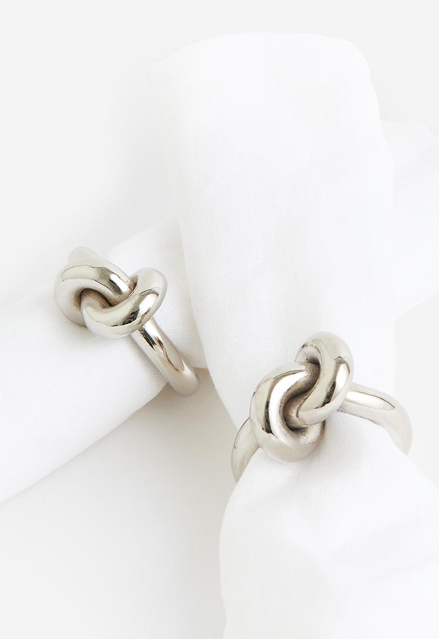 H&M - 2-pack knot-detail napkin rings - silver