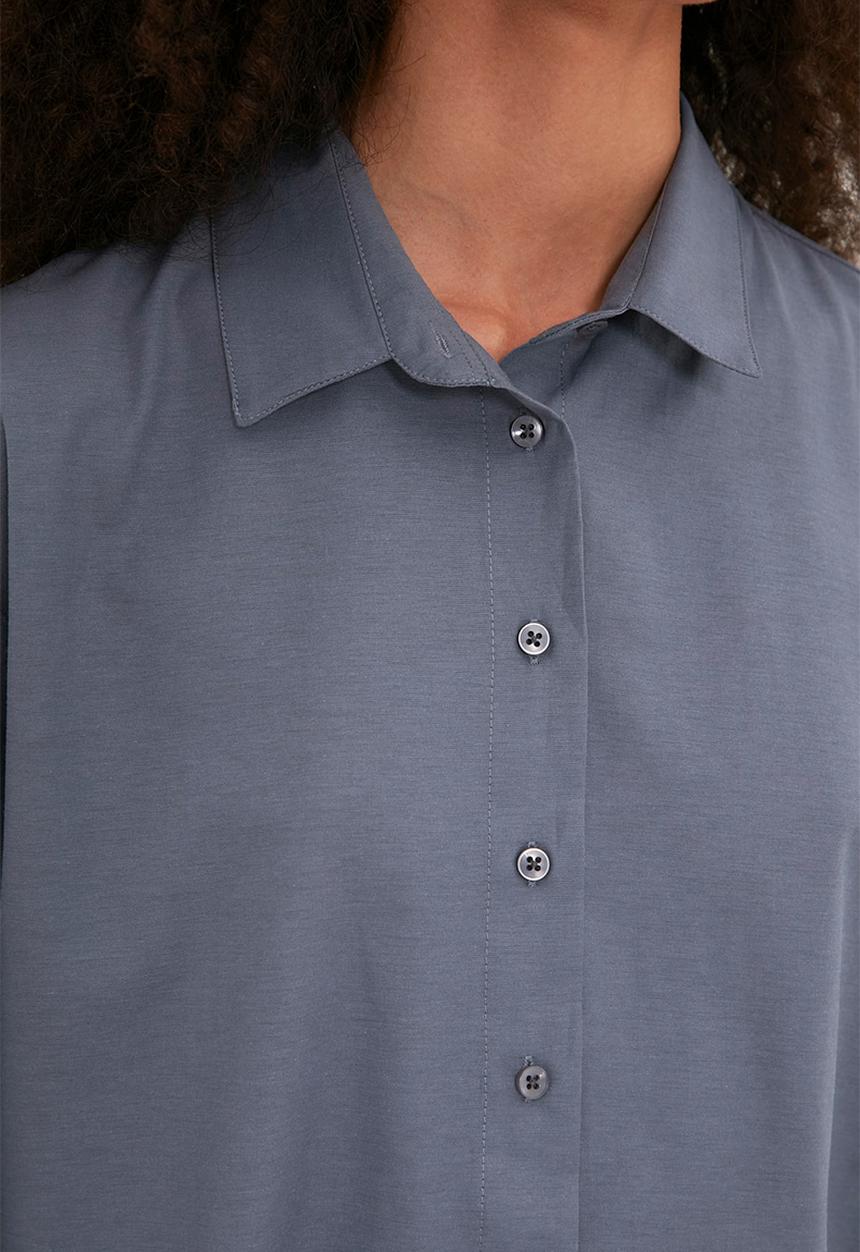 Trendyol - Loose fit cotton woven shirt - anthracite