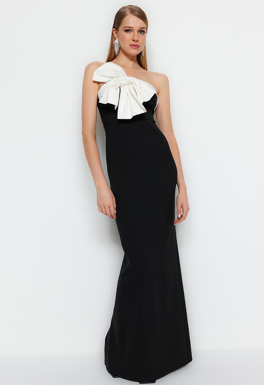 Trendyol - Lined woven dress - black and white