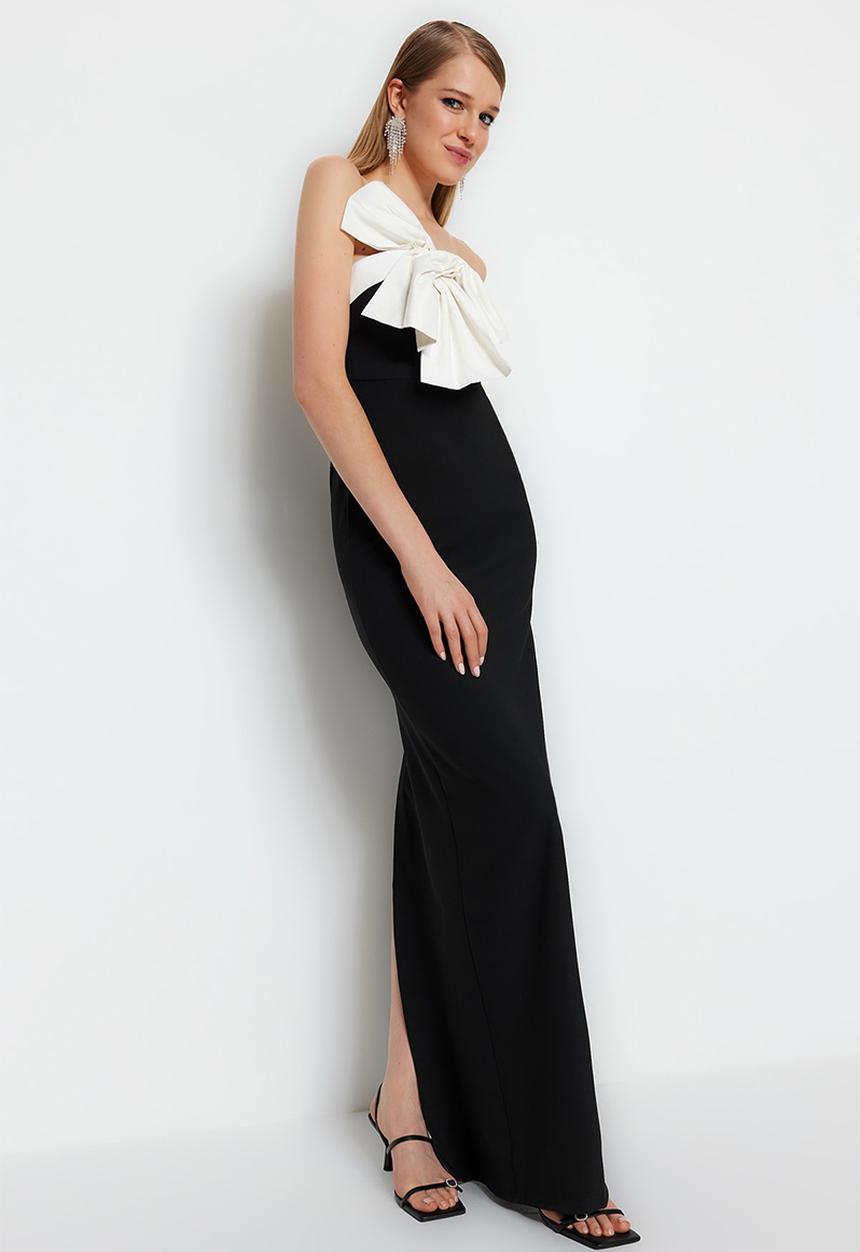Trendyol - Lined woven dress - black and white