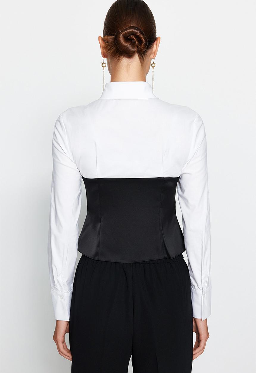 Trendyol - Fitted shirt - black and white
