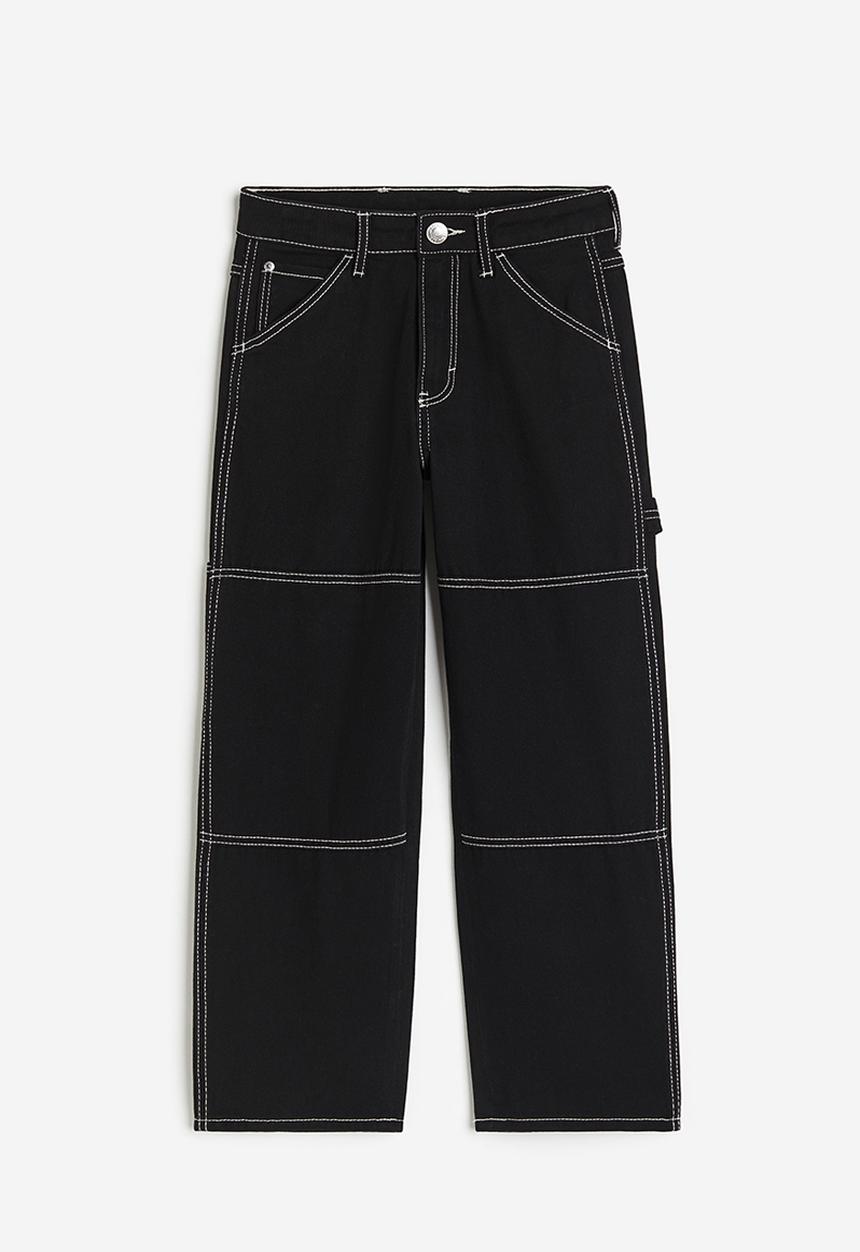 H&M - Baggy fit carpenter jeans - black