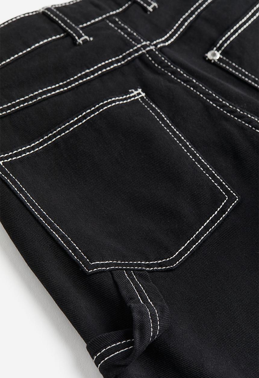 H&M - Baggy fit carpenter jeans - black