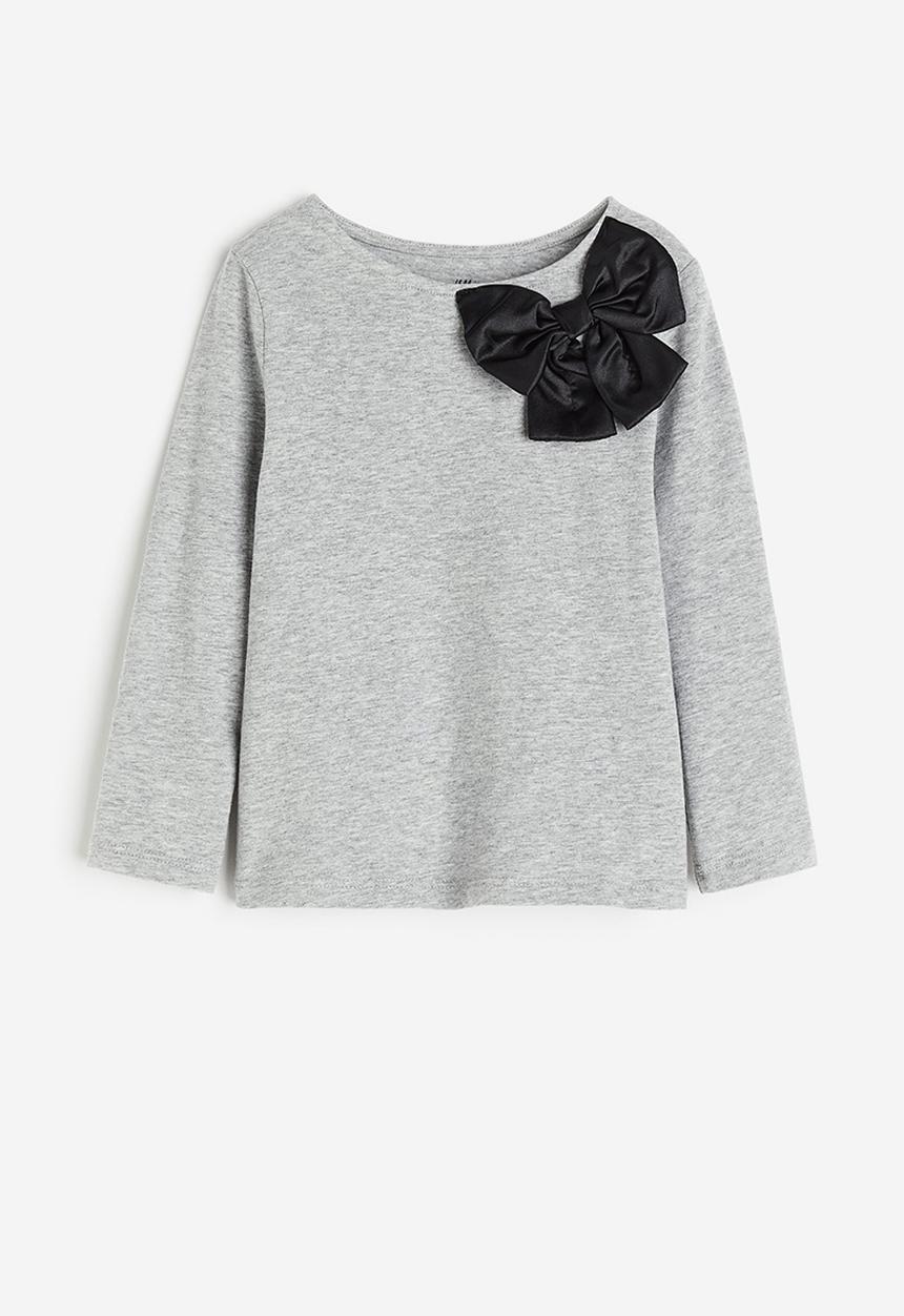 H&M - Appliquéd jersey top - grey