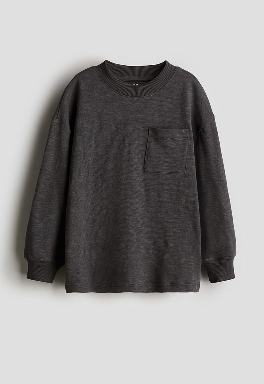 H&M - Long-sleeved slub jersey t-shirt - grey