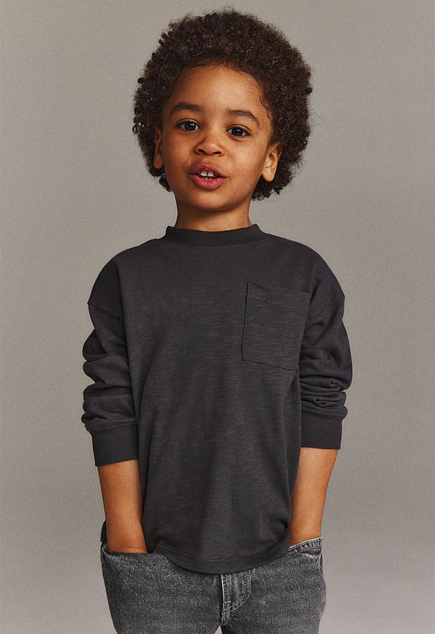H&M - Long-sleeved slub jersey t-shirt - grey