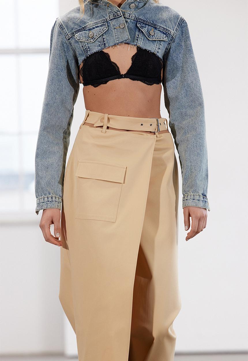 Trendyol - Limited edition stone cut out midi woven skirt - stone