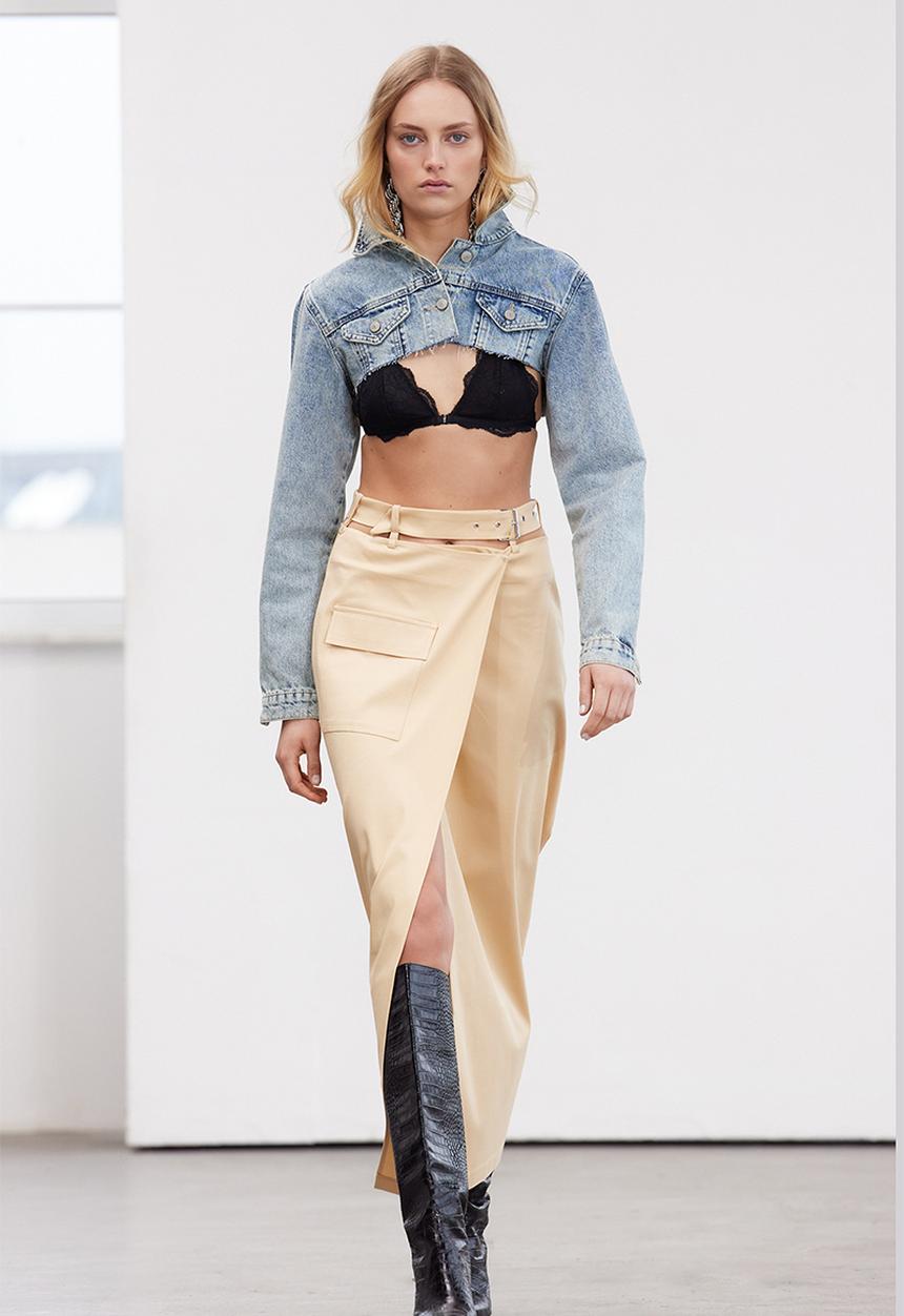 Trendyol - Limited edition stone cut out midi woven skirt - stone