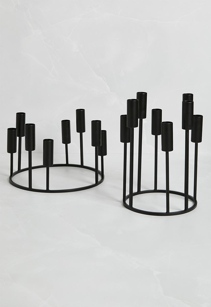 Sixth Floor - Candle Holder Set of 2 - Black