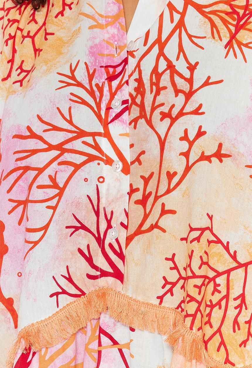 Trendyol - Plus patterned voile beach dress - orange