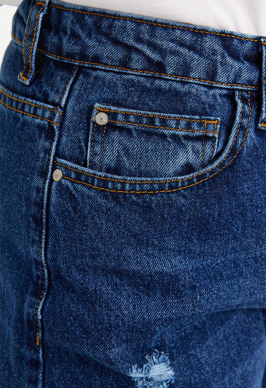 Trendyol - Plus dark blue high waist jeans - dark blue