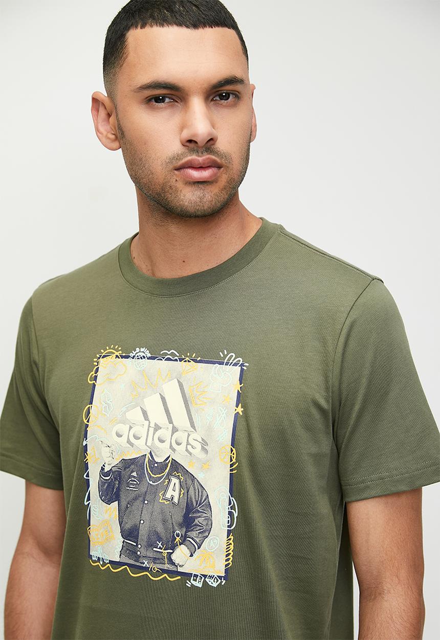 adidas Performance - Doodle tee  - olive strata