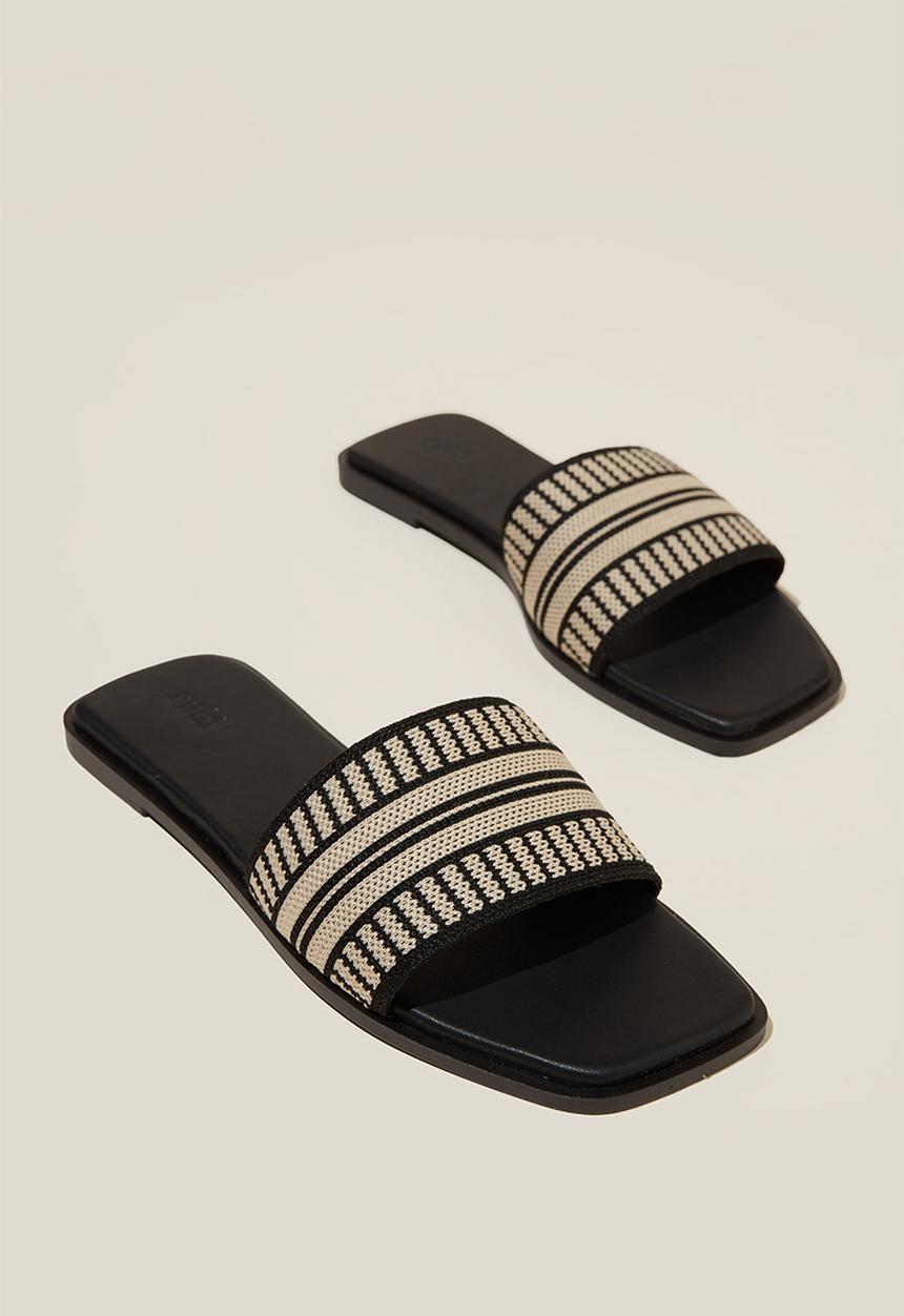 Cotton On - Sicily single vamp - black & ecru woven