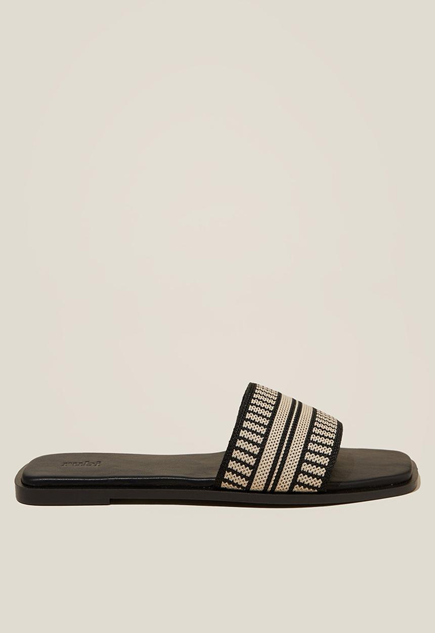 Cotton On - Sicily single vamp - black & ecru woven