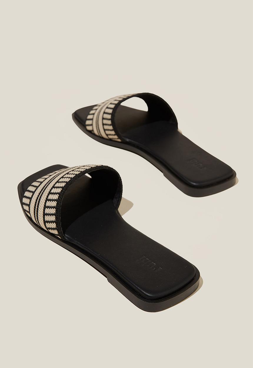 Cotton On - Sicily single vamp - black & ecru woven