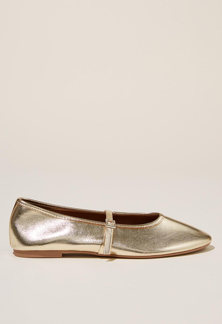 Cotton On - Amy fine mary jane ballet - gold textured