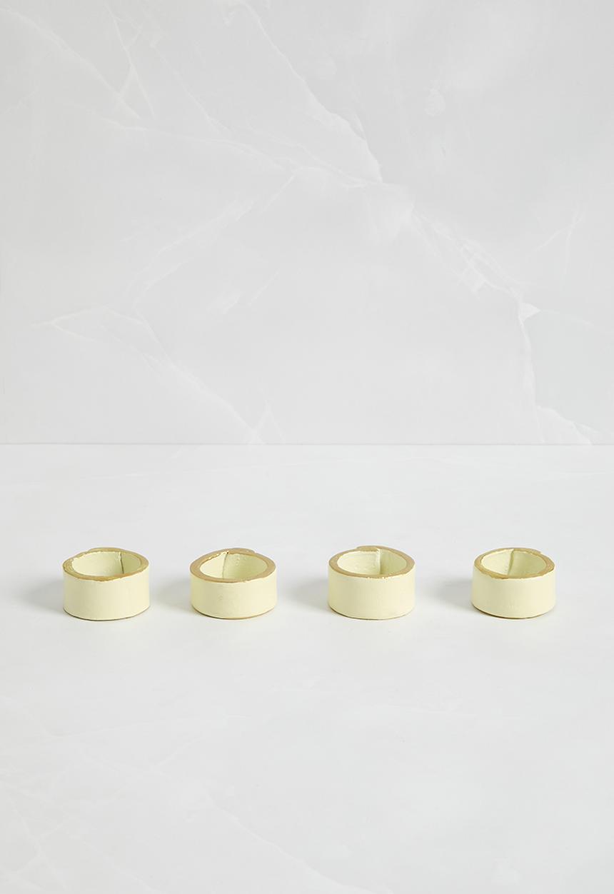 Sixth Floor - Glazed Napkin Rings Set Of 4 - Ivory