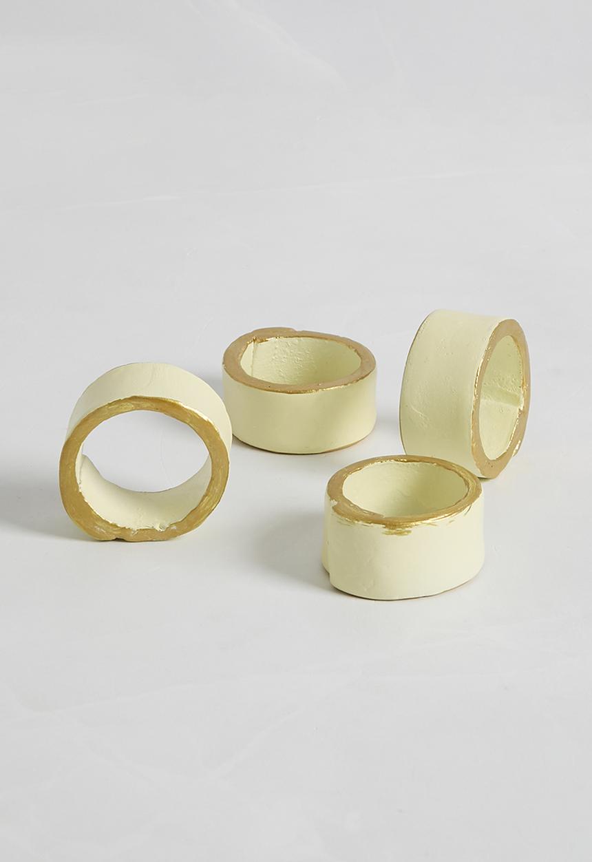 Sixth Floor - Glazed Napkin Rings Set Of 4 - Ivory