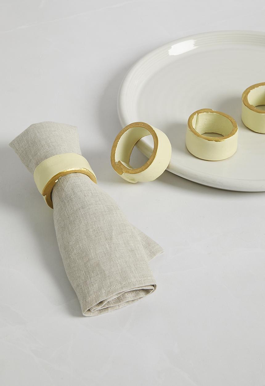 Sixth Floor - Glazed Napkin Rings Set Of 4 - Ivory