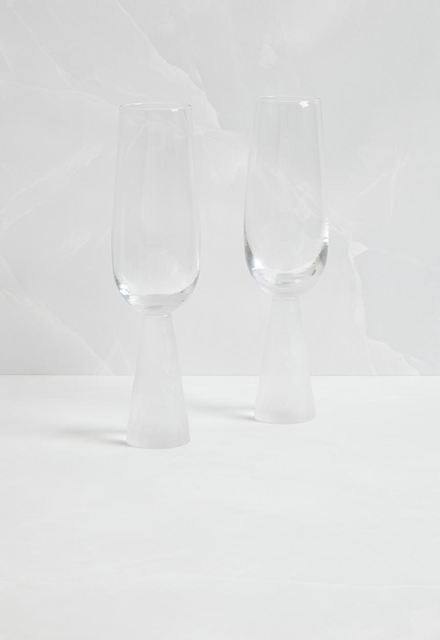 Jenna Clifford - Champagne glass with etched stem set of 2 - clear