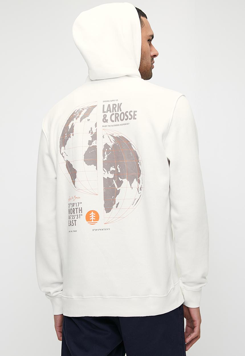 Lark & Crosse - L&C Printed Hoodie Neck Top - Ecru