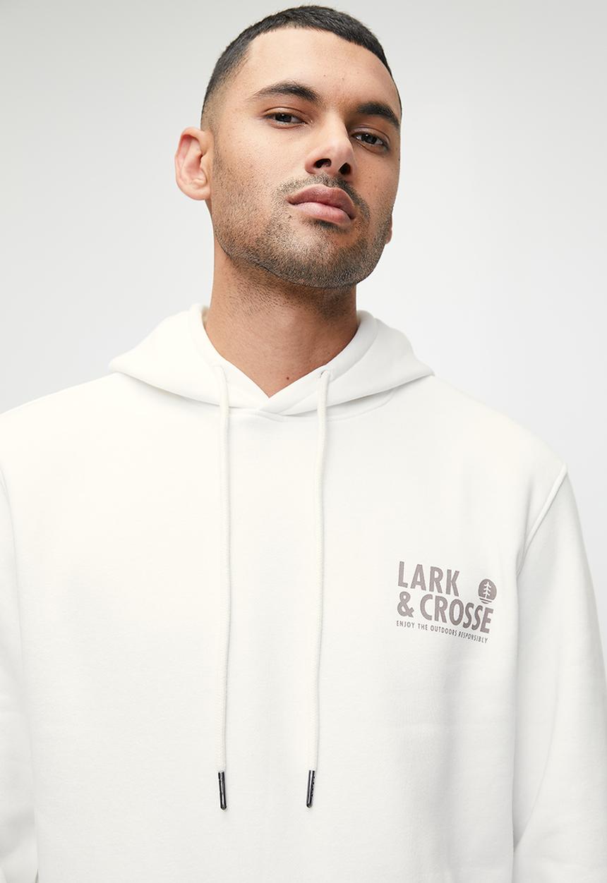 Lark & Crosse - L&C Printed Hoodie Neck Top - Ecru