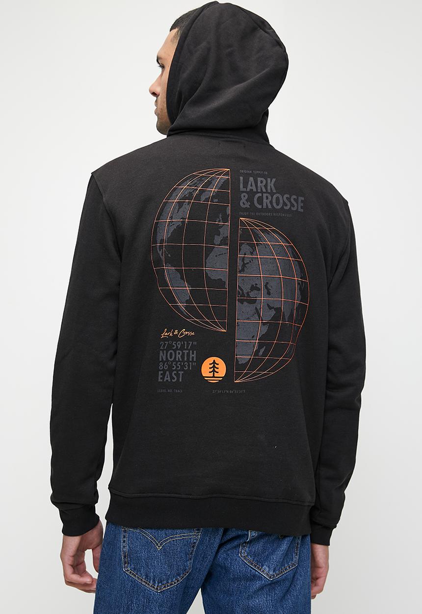 Lark & Crosse - L&C Printed Hoodie Neck Top - Black