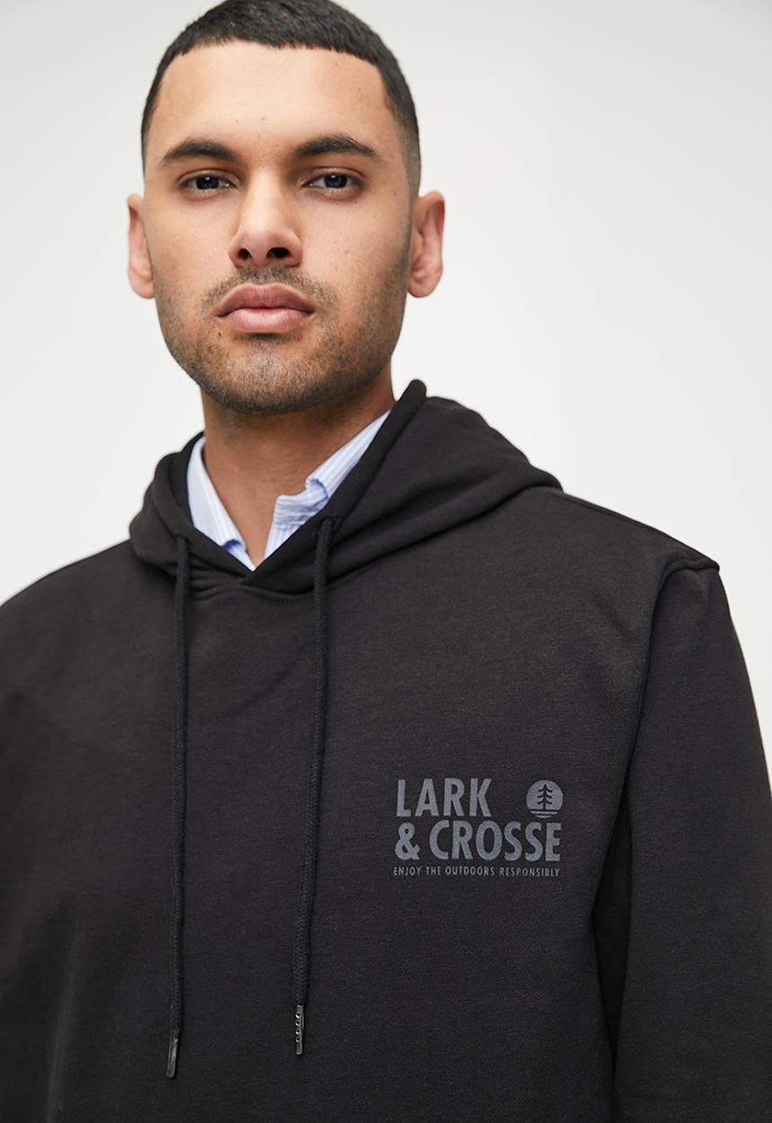 Lark & Crosse - L&C Printed Hoodie Neck Top - Black