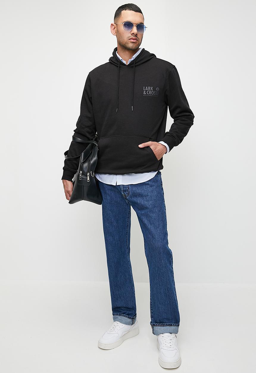 Lark & Crosse - L&C Printed Hoodie Neck Top - Black