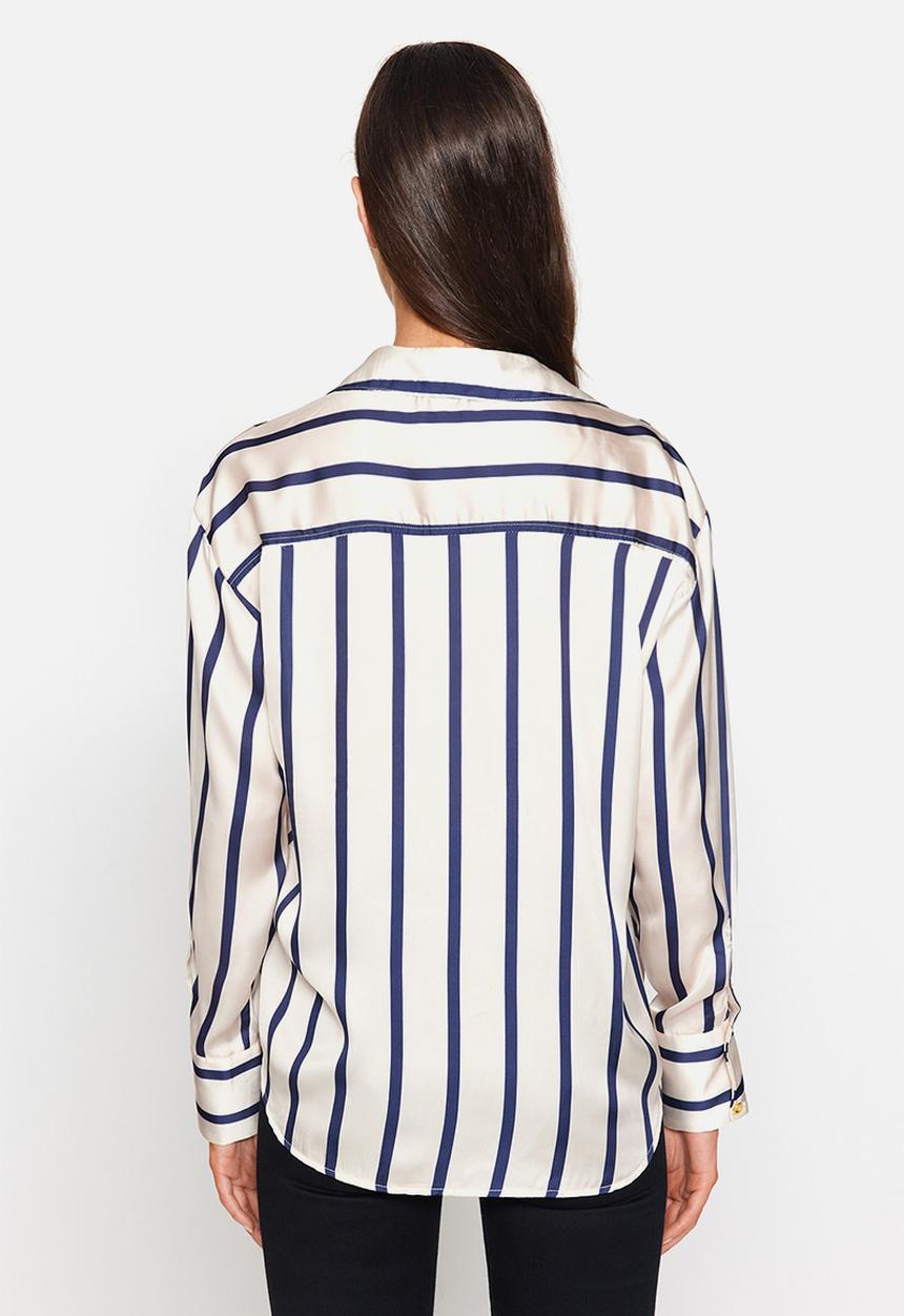 Trendyol - Striped satin shirt - ecru